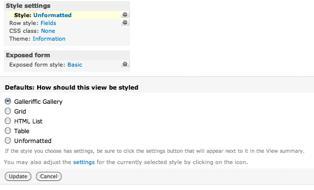 selecting style